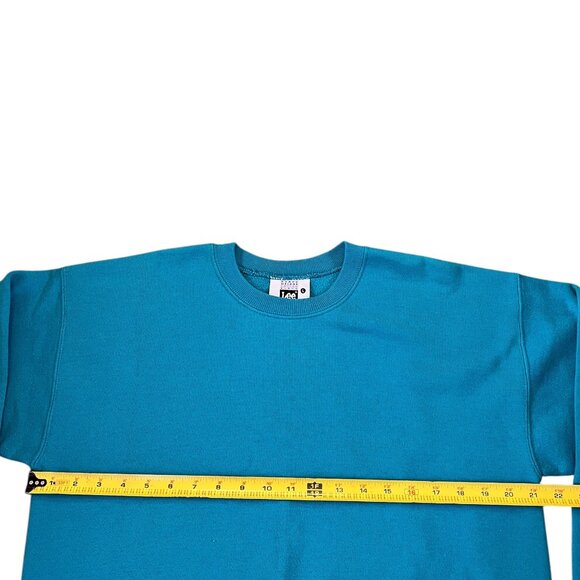 Vintage Lee Crewneck Sweatshirt Men Size L Teal Turquoise Heavyweight Cotton USA - Picture 7 of 11